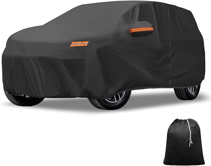 X AUTOHAUX Car Cover Outdoor Waterproof Sun Rain Snow Hail Protection with Left Side Door Zipper 210D-PU for Ford Explorer