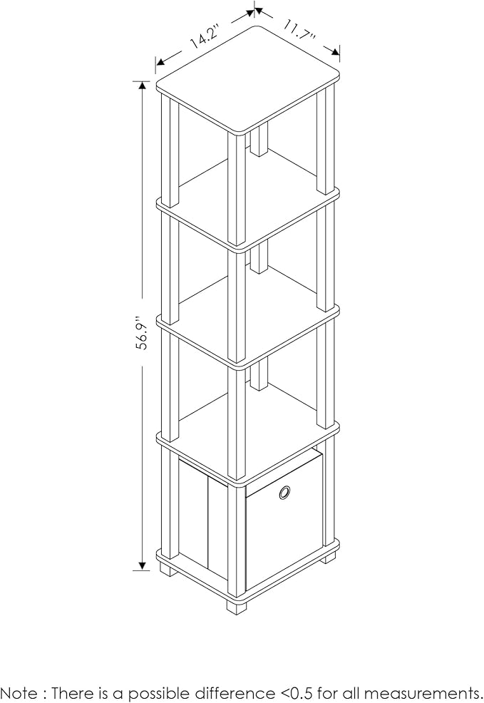 FURINNO Decorative Shelf With Bin, Black