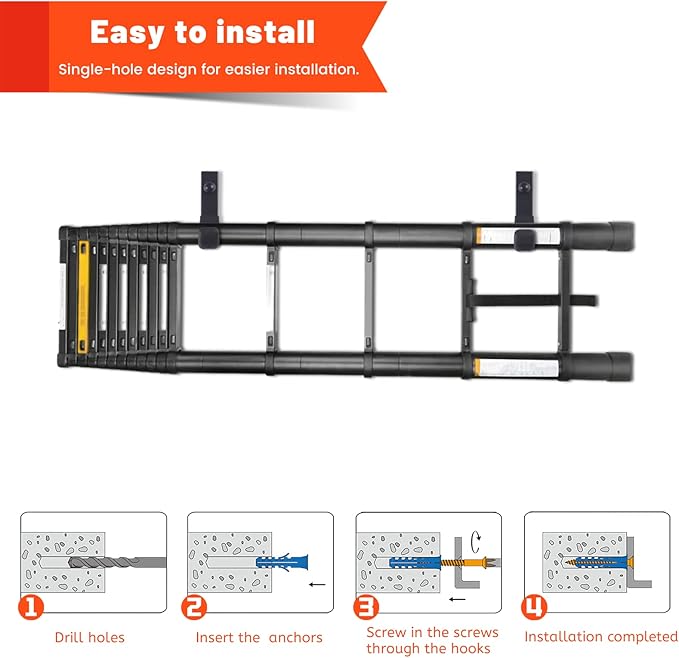 8 Pack Garage Storage Hooks, Ladder Hangers, Steel Wall Mount Hooks, Utility Hooks for Hanging Heavy Duty Shed Tools, Ropes, Garden Hoses, Shovel, Bulk Items, etc.（88lbs, 4Inch）