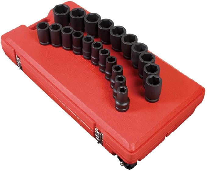 SUNEX TOOLS 5693 1-Inch Drive SAE Deep Impact Socket Set, 21 piece