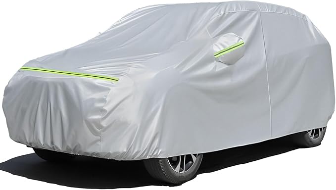 Favoto 6-Layer SUV Car Cover - Waterproof All Weather for Automobiles Heavy Duty Outdoor Dust Rain Sun Protection Snowproof Car Tarp with Windproof Straps Universal Fit for SUV (169-181 inch)