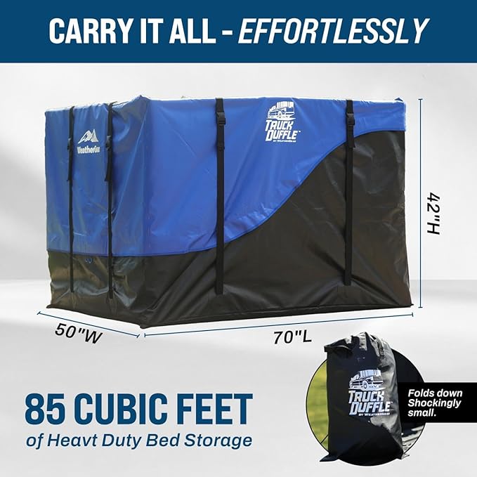 TruckDuffle Truck Bed Storage Bag – Expands Up to 85 Cu Ft – Weatherproof Cargo Organizer – Waterproof Heavy-Duty Soft-Shell Material – Alternative to Tonneau Cover – Fits Compact to Heavy Duty Beds