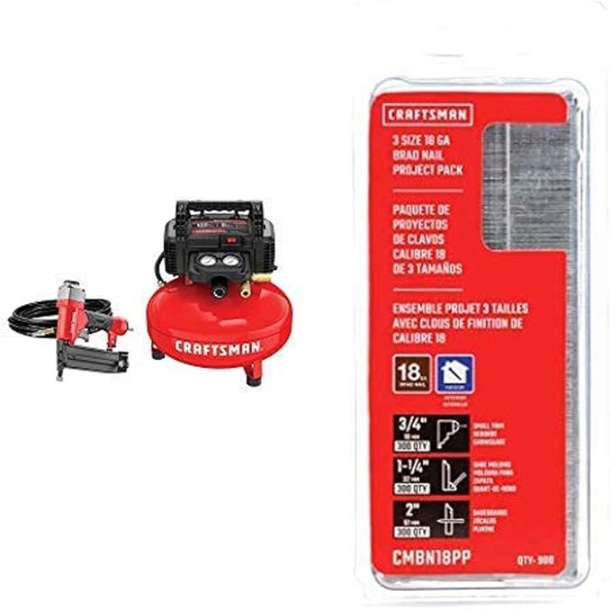 CRAFTSMAN Air Compressor Combo Kit with Brad Nails Project Pack (CMEC1KIT18 & CMBN18PP)