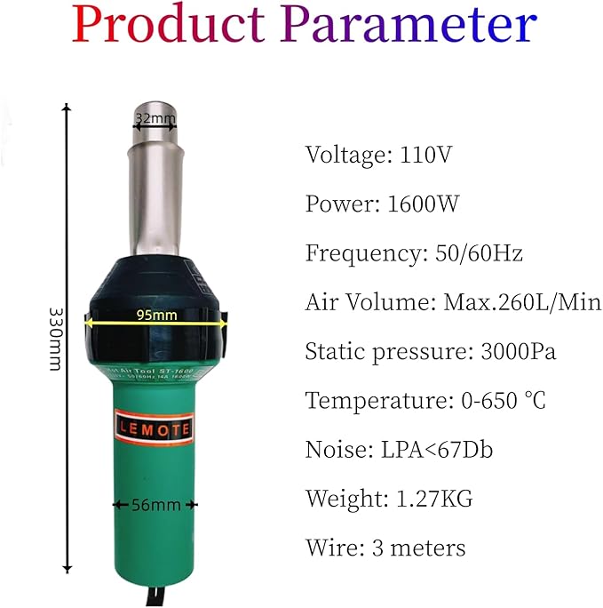 110V Hot Air Gun Welding Torch 1600W Heat Gun Plastic Welder Roofing Welder Kits (6sets)