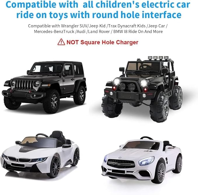 IBERLS 12V Battery Charger for Kids Ride On Toys, Compatible with Best Choice Products SUV Kid Trax Ferrari, Mercedes, Universal Power Adapter for Electric Ride-On Cars