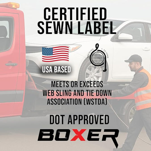 Boxer Tow Straps V Bridle 3” x 24” with Mini J Hook, T-J Hook, Reinforced Webbing, Recovery V Strap, Rollback, Car Hauler, Towing – B/S 16,200lbs