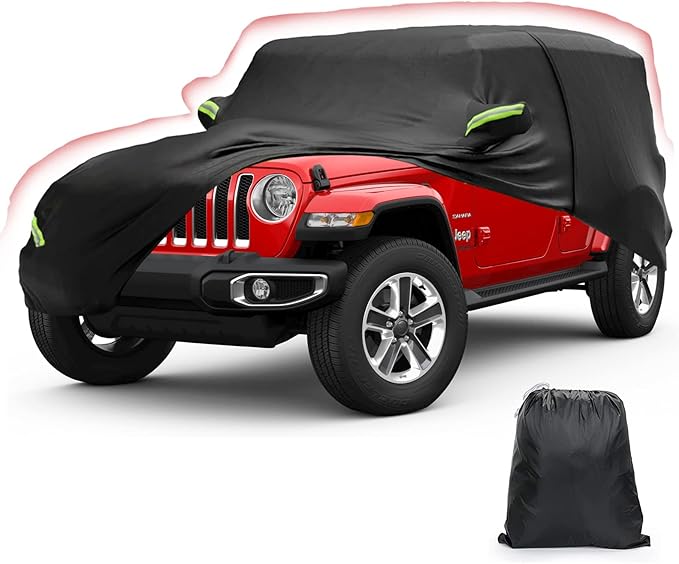 Full Exterior Cover Custom，for Fit 1997-2023 Jeep Wrangler 2 Door JK JL TJ YJ CJ，210T Fabric is Windproof and Waterproof
