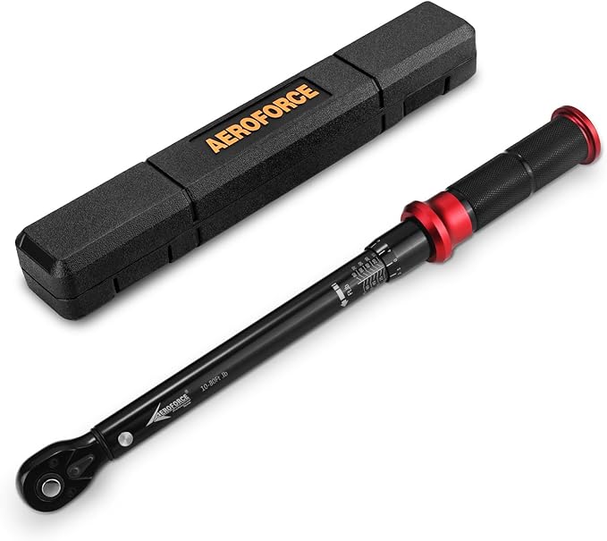 AEROFORCE 3/8-Inch Drive Torque Wrench（10-80 lb.ft / 13.6-108.8 Nm),72 Tooth Dual Direction Reversible Ratchet, Dual Range Scales, Precision Calibrated for Bike, Motorcycle and Car Repair