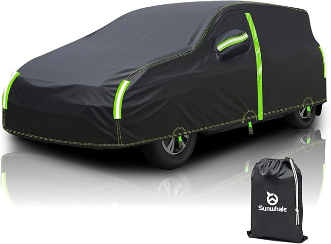 Hatchback Car Cover for Waterproof All Weather Outdoor Car Cover Sun Rain Protection with Zipper Door, Universal Fit Benz SLC, Citroën, Honda,Ford,Renault,Hatchback Up to 163 Inch