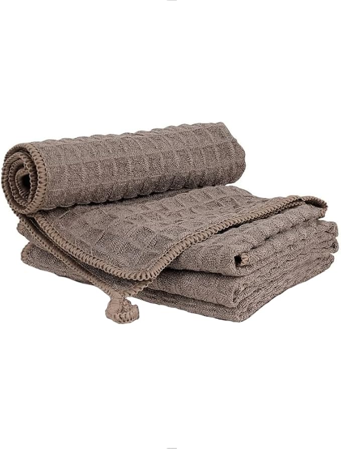 watchget Barista Micro Cloth 4 Pack Microfiber Barista Cleaning Towels Coffee Cleaning Accessories for Espresso Machine, Steam Wand, Countertop, Kitchen Dish Cloth Waffle Weave Brown(12"x12")
