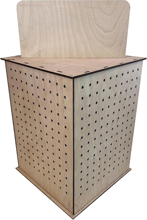 TORCHED DISPLAYS Rotating Display Stand | 22.5 x 16.76-inch | Rotating Organizer Wood Pegboard | Pegboard Display Stand for Craft Shows, Vendor Events, Jewelry, Accessories | Natural