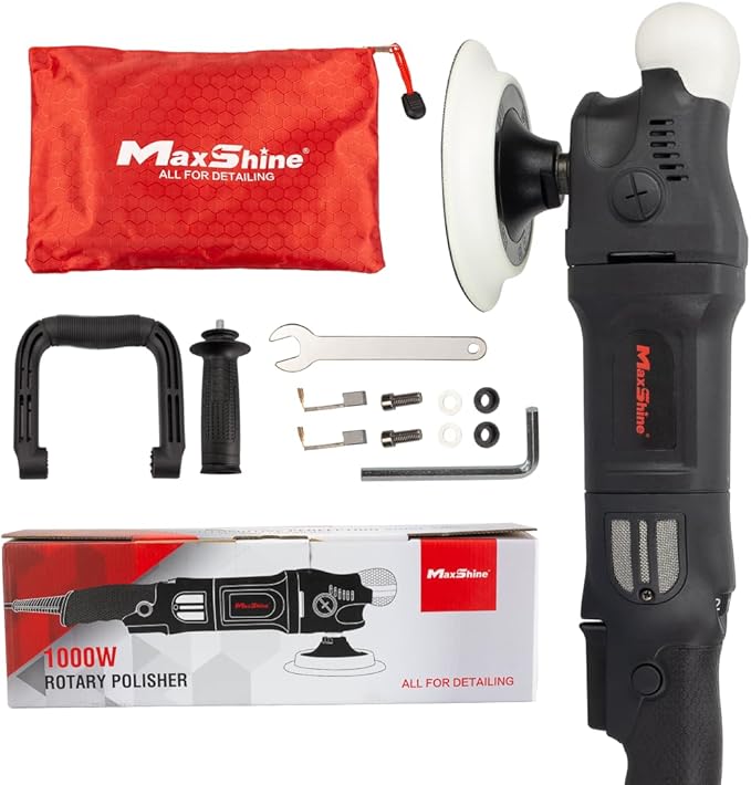 Maxshine 5" Dual Action & 5" Rotary Polisher Set – 15mm Long Throw, 1000W Power, 5″ Backing Plate, Variable Speed – Professional Auto Detailing Tool for Paint Restoration