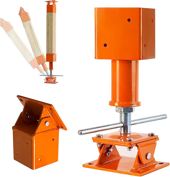 Screw Jack Post Kit (10"-14") with 0-45° Swivel & 4x4 Joist Holder, 66000 LBS Heavy Duty Shore Jack for Beam Repair, Adjustable House Jack Post, Floor Joist Support and Crawlspace Shoring
