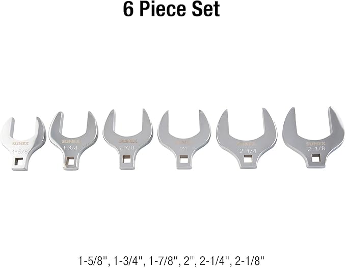SUNEX TOOLS 9722A 6 Piece 1/2" Dr. Jumbo Crowfoot Set CRV