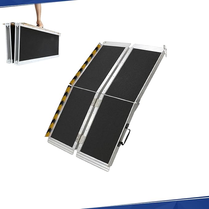 PENSUN 4FT Wheelchair Ramp, 48" L x 29" W Threshold Ramps, Non-Skid Portable Foldable Wheelchair Ramps for Steps, Lightweight with Handle, for Home, Stairs, Doorways, Curbs / 600lbs Capacity (4FT)