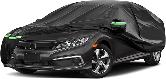 Waterproof Car Cover Compatible with Honda Civic Sedan 2011-2025, Black Car Cover with Inner Cotton & Safety Lock for Snow Rain Dust Hail Sun Protection