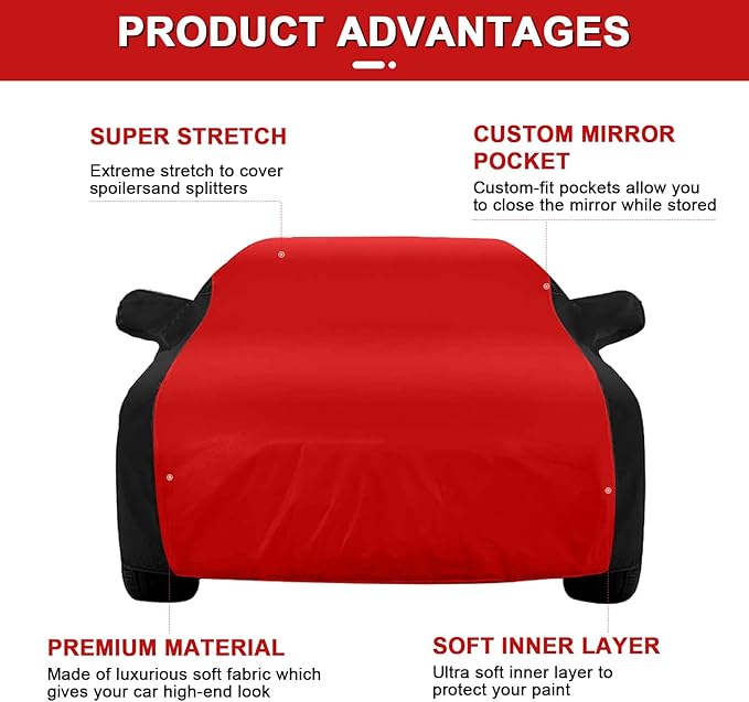 Indoor Car Cover Replacement for 2007-2024 Subaru Impreza WRX Sti, Luxurious Stretch Satin Custom-fit Indoor Car Cover for Dust-Proof, Underground Garage, Car Show