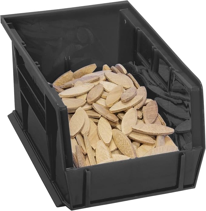 Akro-Mils 30237 AkroBins Plastic Storage Bins, Space-Saving Stackable Bins for Garage, Pantry, Craft Organization, 9" x 6" x 5", Black, 12-Pack