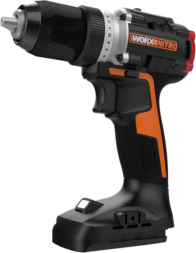 Worx Nitro 20V Cordless 1/2" Drill Driver With Brushless Motor, Compact & Lightweight Set Only 6" and 3 lbs., Power Share Compatible WX130L.9 Tool Only