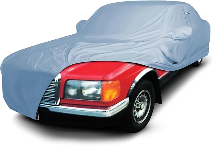 iCarCover Premium Car Cover for 1981-1985 Mercedes-Benz 380SE, 380SEL, 380SEC Heavy Duty Waterproof All-Weather Automobiles Custom Fit Indoor Outdoor UV Snow Protection Covers with Straps and Bag