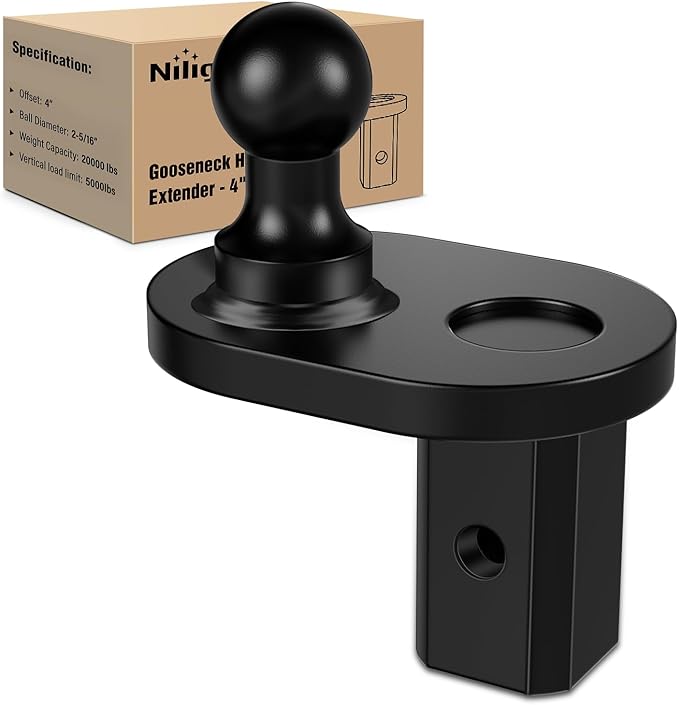 Nilight Gooseneck Ball Extender - GNXA4085, 4" Offset Ball Compatible with B&W Trailer Hitches Turnoverball Heavy Duty 2-5/16 Inch Ball 20000 lbs GTW 5000 lbs VTW