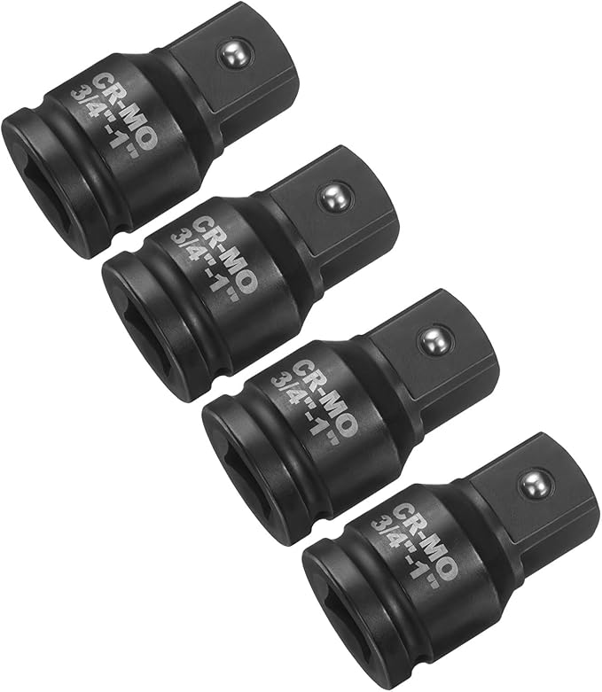 HARFINGTON 4pcs Impact Socket Adapter 3/4" Female to 1" Male Square Drive Increaser Standard SAE CR-MO Steel Converter Impact Driver Ratchet Wrench Breaker Bar Conversion, Black
