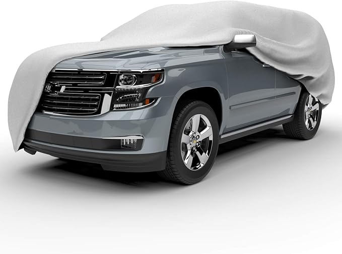 Budge Protector III SUV Cover, 3 Layer Moderate Weather Protection, Water Resistant and Dustproof, SUV Cover fits SUVs up to 210", Gray