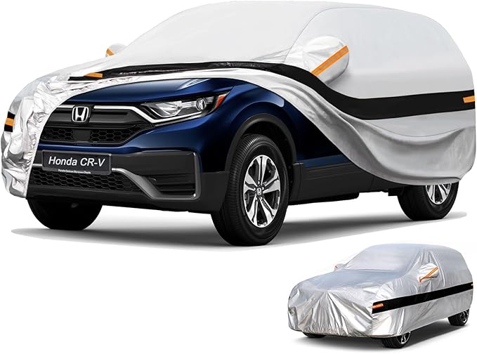 10 Layers SUV Car Cover Custom Fit for Honda CRV CR-V(2006-2025) Waterproof All Weather for Automobiles,Rain Sun UV Protection.Silver