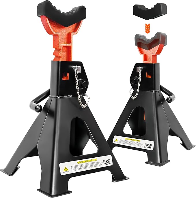 Jack Stands 6 Ton (13,200 LBs), 15.6"-23.4" Adjustable with Double Pin Locking,Heavy Duty Jack Stands with Extra Rubber Pads,Car Lifts for Home Garage 1 Pair Black