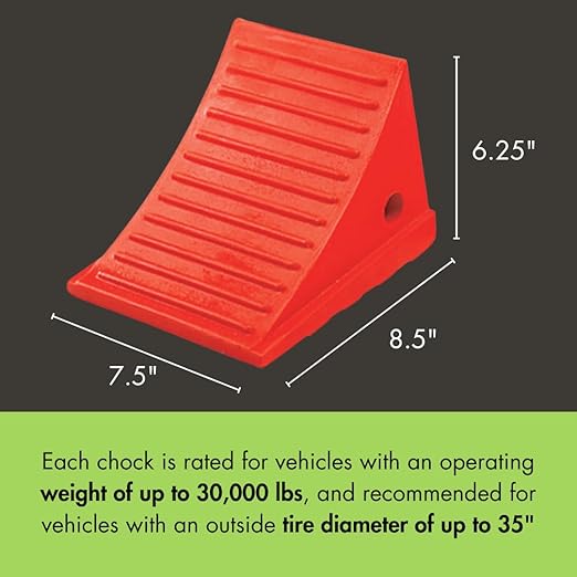 Checkers Roped Pair of Large Wheel Chocks for 27-35" Tires, Heavy Duty Wheel Chock for Semi Trucks, Utility, Tractor Trailer, 30k lb Load Capacity, Made in The USA, Polyurethane, UC1700-P