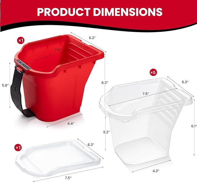 Mister Rui 4" Paint Bucket Hand Held, 8 Pack, Paint Cups, Paint Pail Liner with Lid, for Touch-ups, Crafts, and Coating Projects