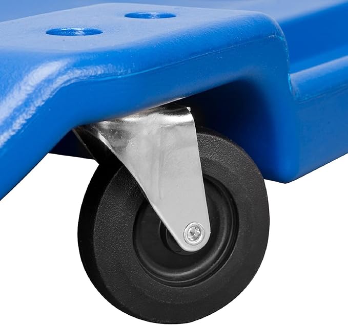 Big RED ATRP6240UR Blow Molded Plastic Rolling Garage/Shop Creeper: 40" Mechanic Cart with Padded Headrest and 6 Casters, 350 lbs Capacity, Blue