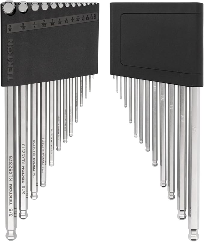 TEKTON Ball End Hex Key Set with Holder, 13-Piece (0.050-3/8 in.) - Chrome Finish | KLX91101