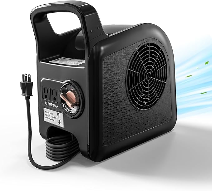 High Velocity Blower Fan - Floor Drying Fan for Cooling and Ventilating, 355 CFM Air Mover Floor Dryer, Fans for Garage, Shop, Patios, 3 Speeds Portable Utility Blower 2 AC Outlets Black