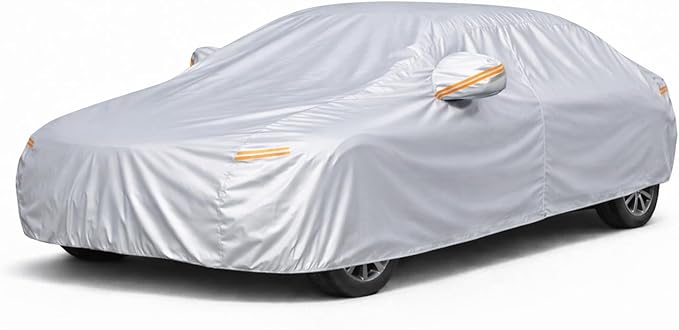 Compact Sedan Car Cover Waterproof All Weather, 6 Layer Outdoor Car Cover Universal Fit for Acura ILX, Nissan Sentra, Buick Verano, Cadillac ATS, Chevy Cobalt Cruze, Honda Civic, Toyota Corolla
