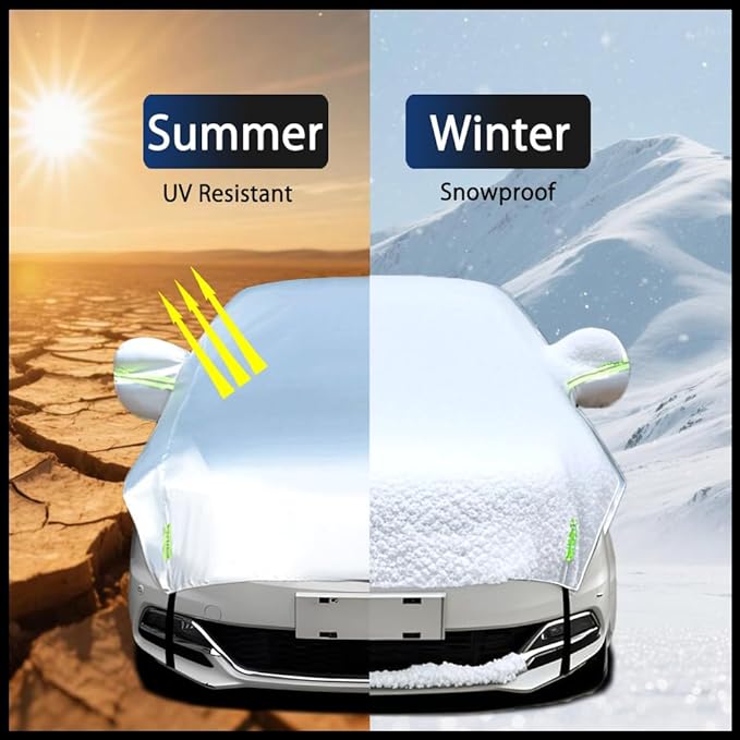 Half Car Cover Car Cover for Sunshade Half Car Body Cover Snow Cover Waterproof Universal 210D with Cotton (SUV/MPV)