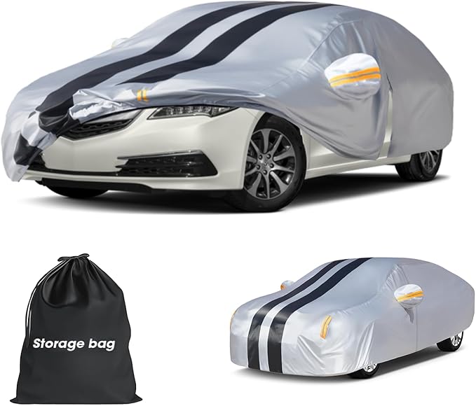Multi-Layer Car Cover Custom Fit for Acura TLX(2014-2026), 100% Waterproof All Weather for Automobiles, Gift with Towel, Heavy Duty Car Covers for Rain Sun UV Protection with Door Zipper