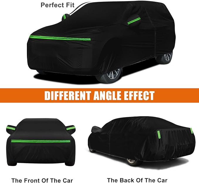 Waterproof Car Covers Replace for 1984-2007 Dodge Grand Caravan and Chrysler Town Town & Country Minivans, 6 Layers All Weather Car Cover with Zipper Door for Snow Rain Dust Protection