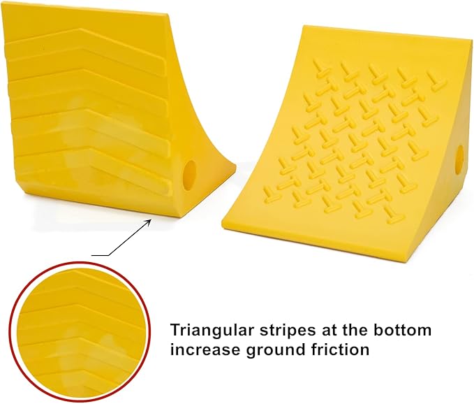 Wheel Chocks, Rubber Wheel Chock with Curved, Durable, Non-Slip, Solid Trailer Wheel Chocks for Boat Trailers, RV, Truck, Camper, 30000lbs (Yellow)