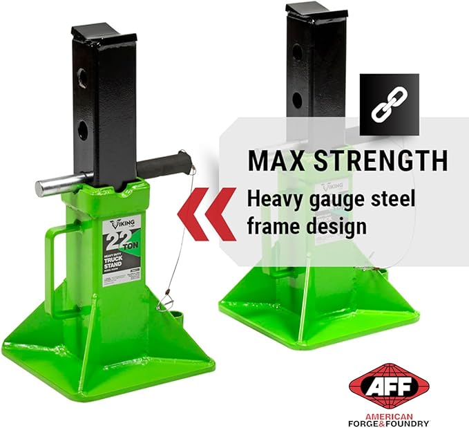 AFF Viking 22 Ton Safety Stand Set - Pin Style Jack Stands for Trucks, Trailers & Heavy Equipment - Super Duty - Pair