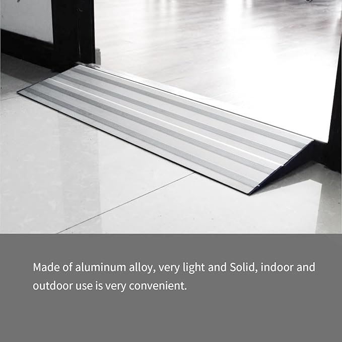 0.8" H x 29.5" W Doorway Ramp, Threshold Ramp for Transition Threshold, Step, Doorways, Lightweight Aluminum Non Slip Threshold Ramp