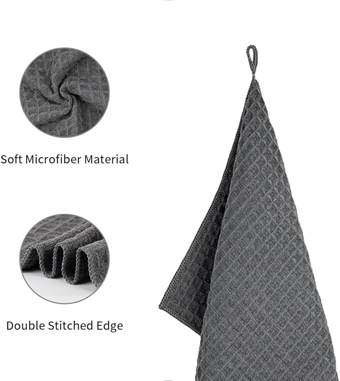 watchget Microfiber Cleaning Cloth,Barista Micro Cloth 4 Pack-Microfiber Barista Towels Espresso Towel Espresso Machine Cloths, Steam Wand Cloth, Kitchen Cleaning Cloth Waffle Weave Dark Grey(12"x12")