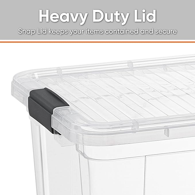 Superio Clear Storage Box with Lid, 1.85 Quart Plastic Container Bins for Organizing, Stackable Crates, BPA Free, Non Toxic, Odor Free, Organizers for Home, Office, School, and Dorm