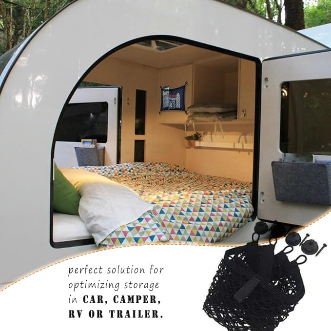 Small Cargo Net, RV Storage Mesh Net, Stretchable Cargo Pouches for Camper, Elastic Netting on Walls for Collecting Kids Toys (4)