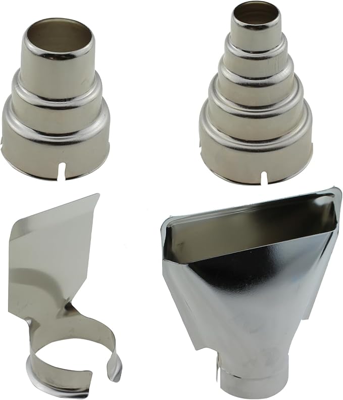 4PCS Silver Heat Gun Nozzle Kit Stainless Steel Reflector Heat Resistant Nozzle Gun Accessory Replacement Part Heat Blower Accessories