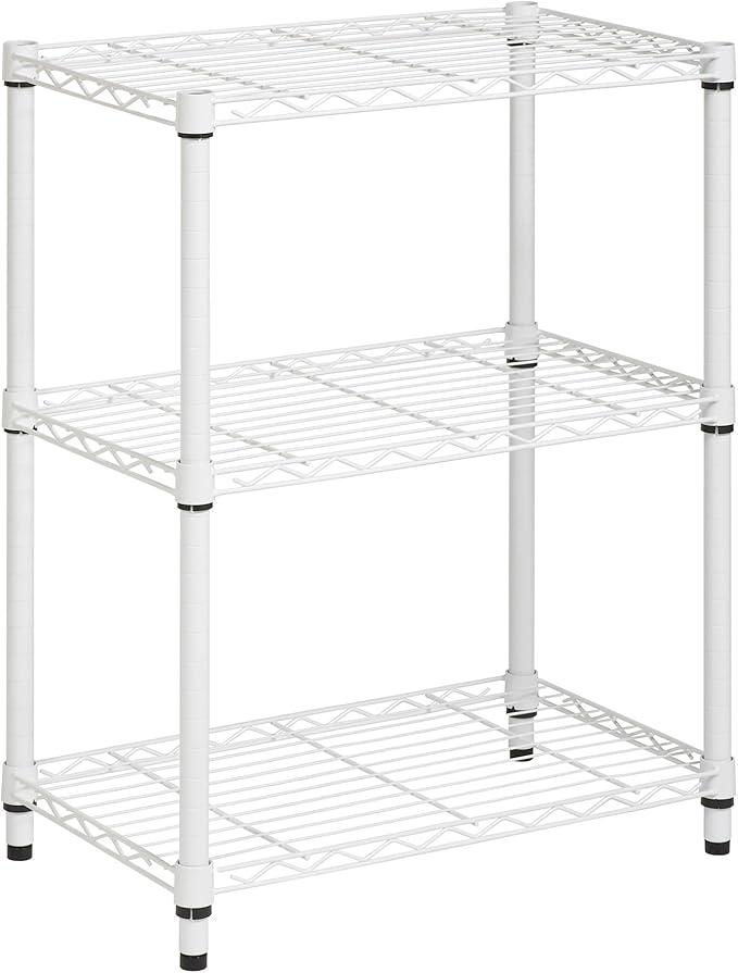 Honey-Can-Do 3-Tier Heavy-Duty Adjustable Shelves, Metal Storage Rack with 250-lb Shelf Capacity, White, 14" W x 24" L x 30" H