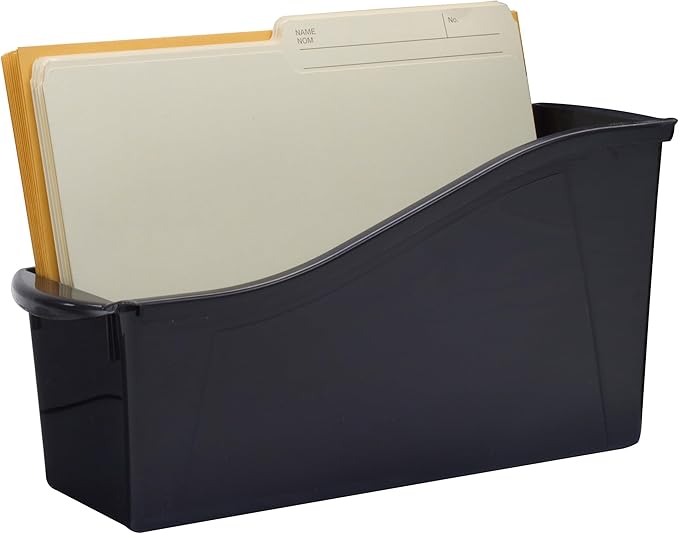 Storex Large Book Bin - Interlocking Plastic Organizer for Home, Office, and Work Space - Black, 6-Pack (70109C06C)