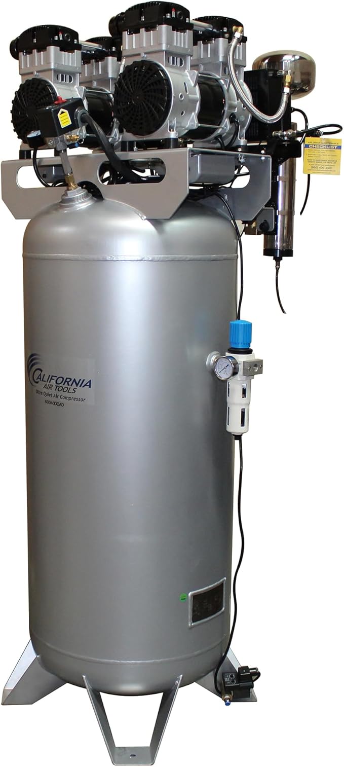 California Air Tools 60040DCAD 4.0 HP Ultra Quiet and Oil-Free Air Compressor, 60 Gallon Steel Tank, 75 dBA Noise Level, with Air Drying System and Auto Drain