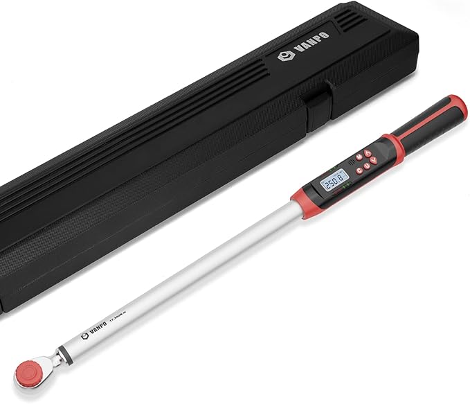 VANPO Digital Torque Wrench 1/2-Inch Drive 12.5-250.8 ft-lbs./17-340Nm, Electronic Torque Wrench with Buzzer & LED Indicator, Accurate to ±2%,Torque Wrench Set for Bike Moto Car