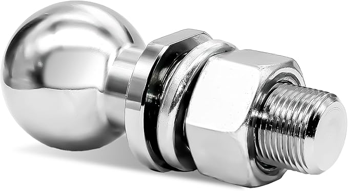 Trailer Hitch Ball 1-7/8 inch, 3500LBS GTW and 350LBS TW, 1 x 2-Inch Shank, Fit 1-inch Hole, Tow Hitch Ball Fit for RV Towing, Motorcycles & Powersports